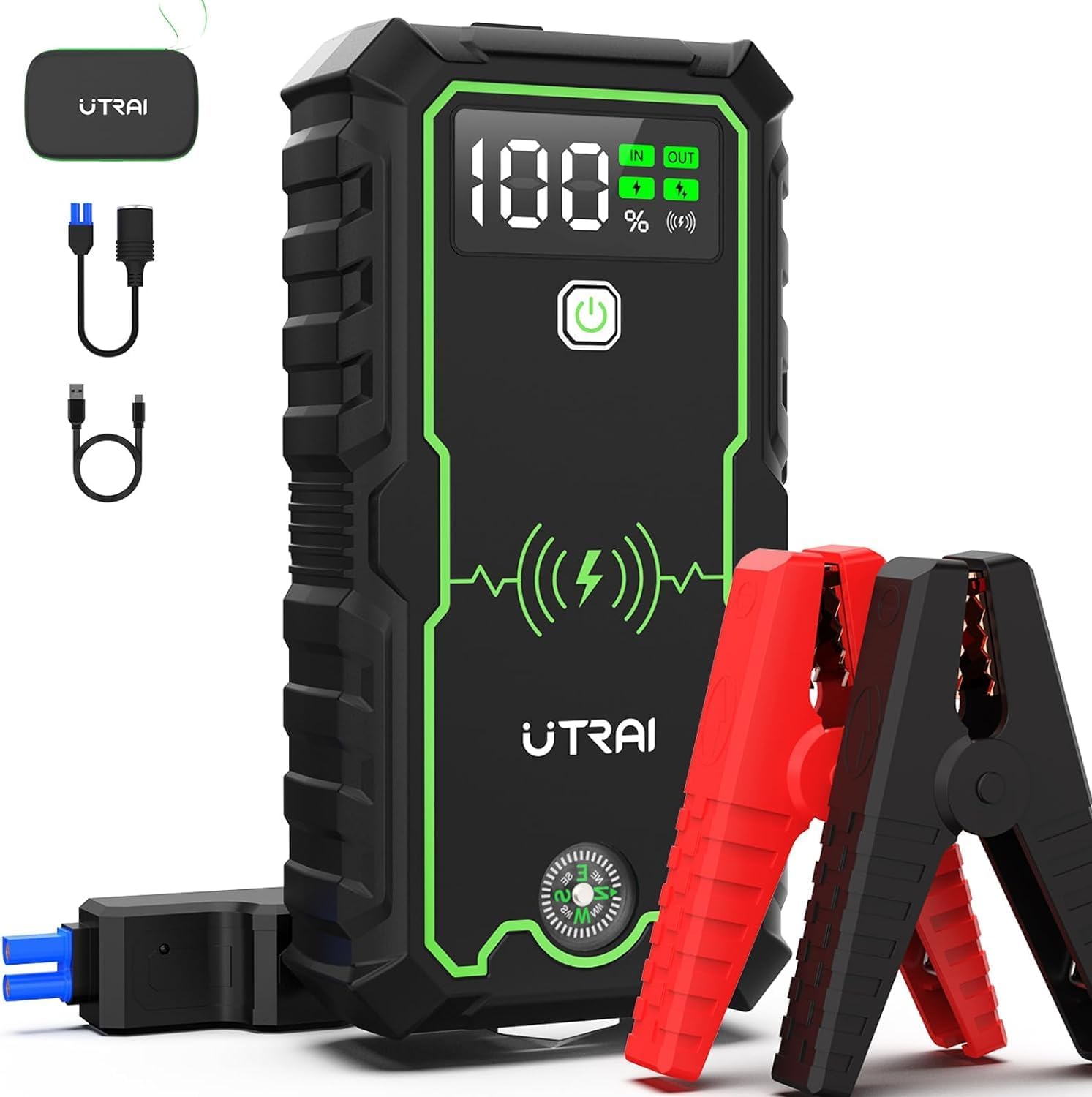 【Arrancador de Coches 6000A 27000mAh】Potente booster de batería con capacidad de 6000A y 27000mAh,